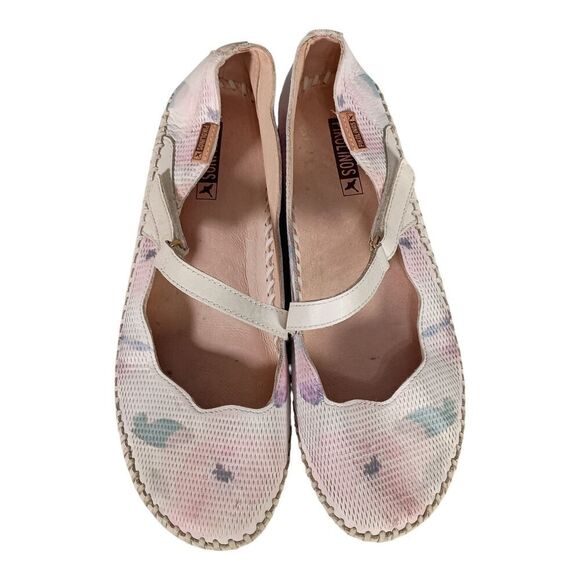 Pikolinos Mary Jane Flats White Multi Leather Closed Toe Women's 39/US 8.5 - 9 - Picture 4 of 9